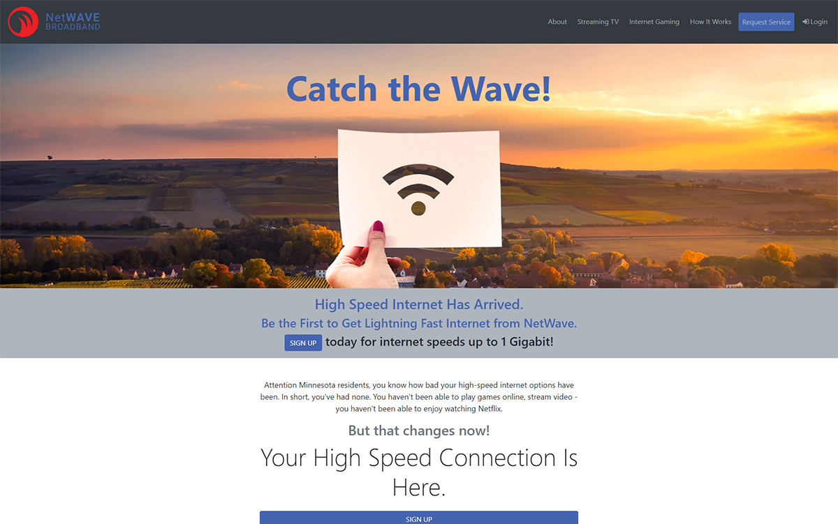 NetWave Broadband, Home Page, 16x10 Screenshot