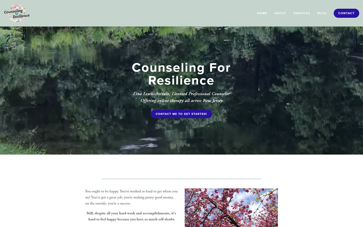 Counseling for Resilience, Home Page, 16:10 Screenshot