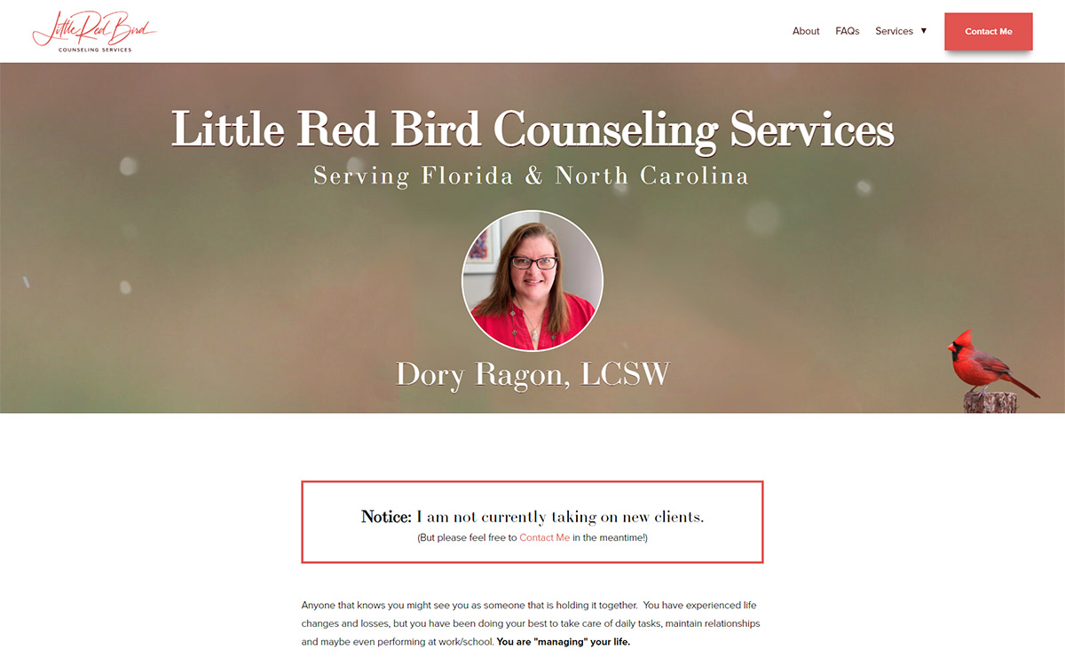 Little Red Bird Counseling, Home Page, 16:10 Screenshot